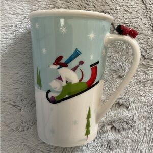 Whimsical STARBUCKS Winter Mug with Dog/Kids Sledding & Skating